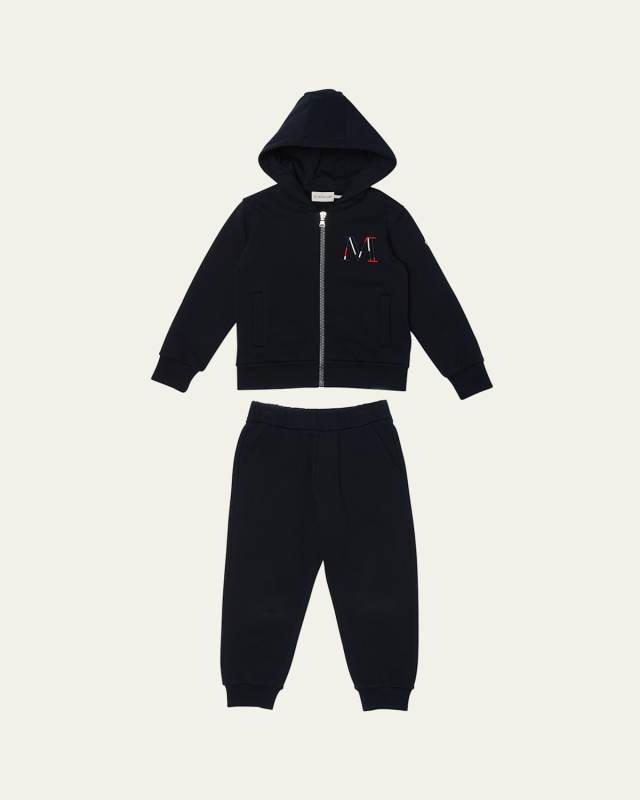 Boy's Embroidered M Hoodie & Joggers, Size 4-6